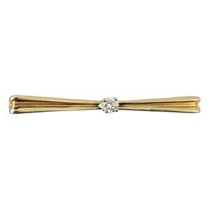 14K Yellow Gold Diamond Bar Brooch Lapel Tie Pin L74
